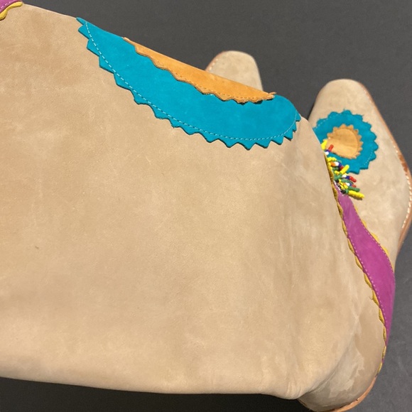 New VTG Biondini Beaded Suede Southwestern Boot Made in Italy Size 6 - Picture 11 of 11